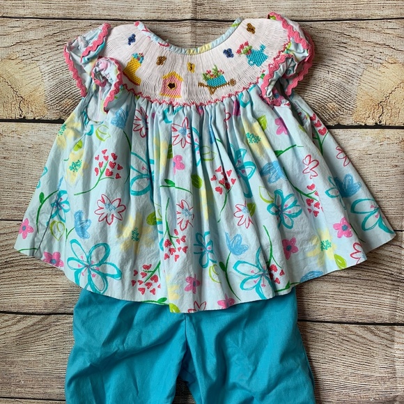 Smocked Garden Bubble Pants Set - Picture 1 of 3